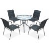 vidaXL 5-dielna záhradná jedálenská súprava oceľová čierna vidaXL 5-dielna záhradná jedálenská súprava oceľová čierna