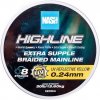 Nash Pletená Šnúra Highline Extra Supple Braid UV Yellow 1200 m 0,24 mm 13,60 kg