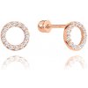 MINET Zlaté náušnice na šroubek z růžového zlata s bílými zirkony Au 585/1000 MINET Zlaté náušnice na šroubek z růžového zlata s bílými zirkony Au 585/1000