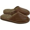 Pánske zateplené hnedé kožené papuče URBAN Pánske zateplené hnedé kožené papuče URBAN
