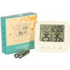 Vlhkomer hodiny izbový teplomer LCD merač vlhkosti biela Vlhkomer hodiny izbový teplomer LCD merač vlhkosti biela