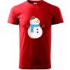 Snehuliak so šálom - Klasické pánske tričko vyššej gramáže - S ( Červená ) Snehuliak so šálom - Klasické pánske tričko vyššej gramáže - S ( Červená )