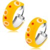 Šperky eshop - Strieborné náušnice 925, kruhy, žltá glazúra, červené a oranžové bodky I35.05 Šperky eshop - Strieborné náušnice 925, kruhy, žltá glazúra, červené a oranžové bodky I35.05