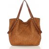 MARCO MAZZINI Veľká pletená kožená shopper taška | camel v244c MARCO MAZZINI Veľká pletená kožená shopper taška | camel v244c