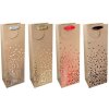 Papierová taška na víno 120x360mm KRAFT textilné ušká vo farbe tašky mix 4 motívov bez možnosti výberu Bublinky Papierová taška na víno 120x360mm KRAFT textilné ušká vo farbe tašky mix 4 motívov bez možnosti výberu Bublinky