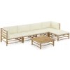 6-dielna súprava záhradného nábytku, krémové vankúše, bambus 6-dielna súprava záhradného nábytku, krémové vankúše, bambus