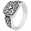 Šperky eshop - Strieborný prsteň 925 - ozdobný štvorec a vyrezávané ramená s patinou BB02.05 - Veľkosť: 54 mm Šperky eshop - Strieborný prsteň 925 - ozdobný štvorec a vyrezávané ramená s patinou BB02.05 - Veľkosť: 54 mm