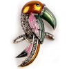 Brošňa s brúsenými kamienkami tukan zelená 1ks Brošňa s brúsenými kamienkami tukan zelená 1ks