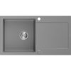 Mexen Leo granitový kuchynský drez, 1-komorový s odkvapkávačom, 900 x 500 mm, sivý, sifón chróm - 6501901010-71 Mexen Leo granitový kuchynský drez, 1-komorový s odkvapkávačom, 900 x 500 mm, sivý, sifón chróm - 6501901010-71