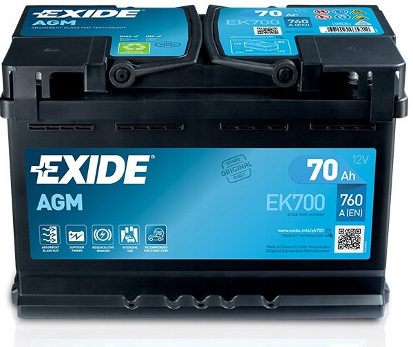 Exide AGM 12V 70Ah 760A EK700