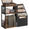 Stojan na gramofón, 3 úrovne, na odkladanie vinylových platní, rustikálna hnedá Stojan na gramofón, 3 úrovne, na odkladanie vinylových platní, rustikálna hnedá