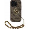 Guess PU 4G Metal Logo Strap zadný kryt pre iPhone 15 Pro Brown
