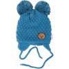 BABY NELLYS Zimná pletená čiapka Teddy Bear na zaväzovanie modrá BABY NELLYS Zimná pletená čiapka Teddy Bear na zaväzovanie modrá