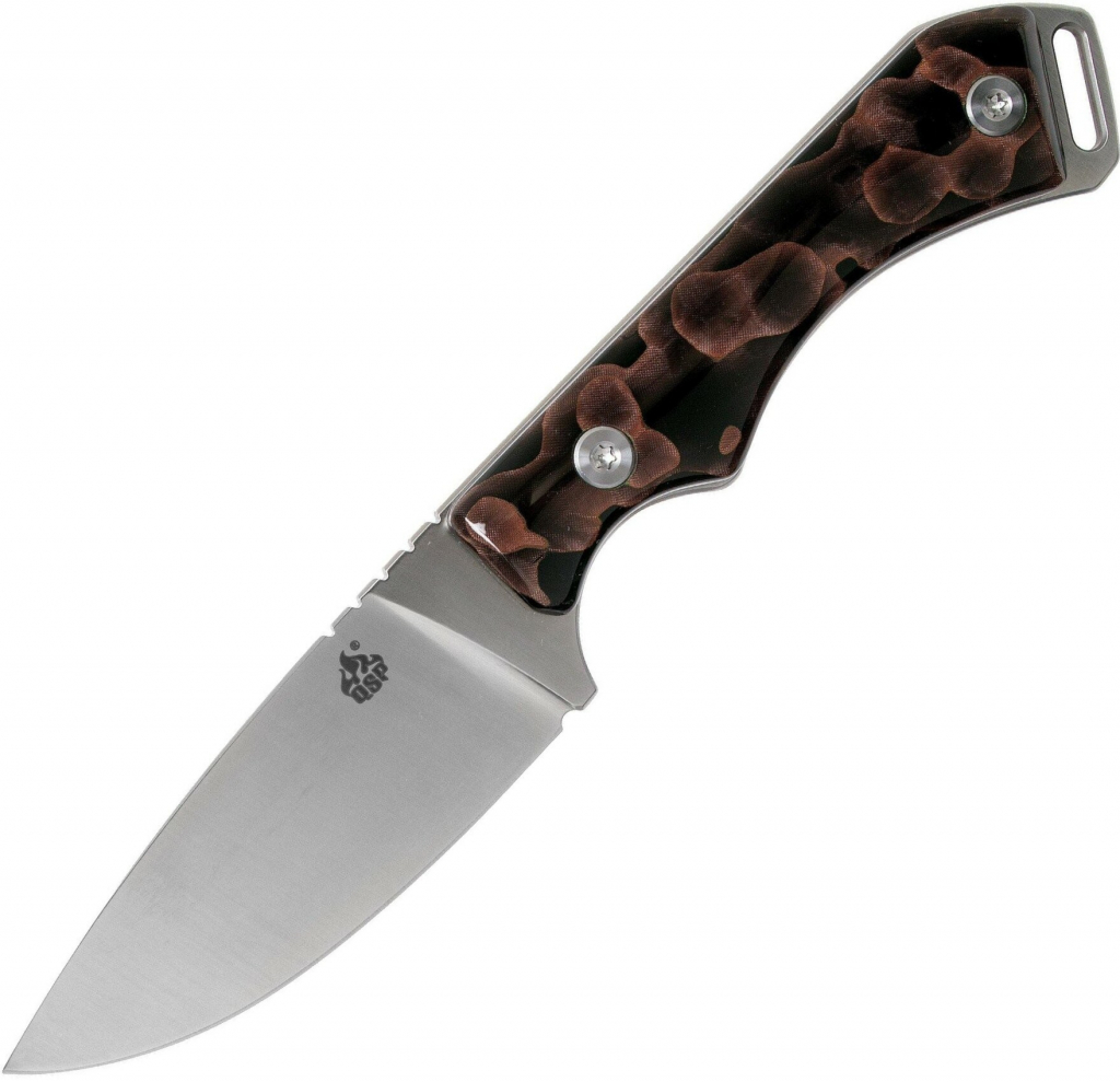 QSP Knife Workaholic SK03, Satin N690 Blade, Bronze Moon Raffir Noble QS124-C