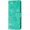 Peňaženkové kožené puzdro FLOWERS na Sony Xperia 5 - Zelená Peňaženkové kožené puzdro FLOWERS na Sony Xperia 5 - Zelená