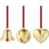 Georg Jensen Vianočná sada 3 pozlátených ozdôb 2025 Bell/Ball/Heart – zberateľská edícia