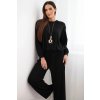 Kesi dámska súprava z viskózy mikina s príveskom a široké nohavice čierna