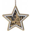 VIANOČNÁ DEKORÁCIA ZÁVESNÁ DREVENÁ TVAR HVIEZDY S MOTÍVOM SOBA VIANOČNÁ DEKORÁCIA ZÁVESNÁ DREVENÁ TVAR HVIEZDY S MOTÍVOM SOBA