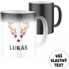 Magický keramický hrnček s potlačou Vianočný sobík - biely s menom Magický keramický hrnček s potlačou Vianočný sobík - biely s menom