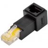 Prepojovacia uhlová 90° redukcia LAN RJ45 na LAN RJ45, čierna Prepojovacia uhlová 90° redukcia LAN RJ45 na LAN RJ45, čierna
