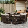 9-dielna záhradná súprava nábytku s vankúšmi, hnedá, PE ratan 9-dielna záhradná súprava nábytku s vankúšmi, hnedá, PE ratan
