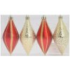 Kinekus Ozdoba závesná vianočná slza 11 cm, sada 4 ks, plastová, mix červeno-zlatá