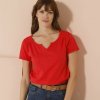 Jednofarebné tričko s tuniským výstrihom červená 036 Blancheporte Jednofarebné tričko s tuniským výstrihom červená 036 Blancheporte