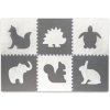 Ricokids Velká pěnová podložka puzzle bílá a šedá zvířátka 6 ks Ricokids Velká pěnová podložka puzzle bílá a šedá zvířátka 6 ks