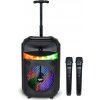 Bontempi karaoke set Bezdrôtový reproduktor na kolieskach s 2 bezdrôtovými mikrofónmi RGB