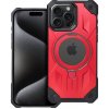 AppleMix Armor Mag Apple iPhone 15 Pro Max - Podpora MagSafe Odolný - Guma/plast - Červené