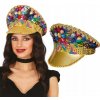 Oficierska kapitánska čiapka Klobúk ZLATÁ FAREBNÁ diamantová LOVE Oficierska kapitánska čiapka Klobúk ZLATÁ FAREBNÁ diamantová LOVE