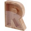 Drevené prasiatko Drevená AZ skladovacia nádržka v tvare písmena Úsporná schránka na peniaze R Drevené prasiatko Drevená AZ skladovacia nádržka v tvare písmena Úsporná schránka na peniaze R