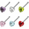 Šperky eshop - Oceľový piercing do nosa s farebným zirkónom - srdiečko C11.19 - Farba zirkónu: Zelená - GR Šperky eshop - Oceľový piercing do nosa s farebným zirkónom - srdiečko C11.19 - Farba zirkónu: Zelená - GR