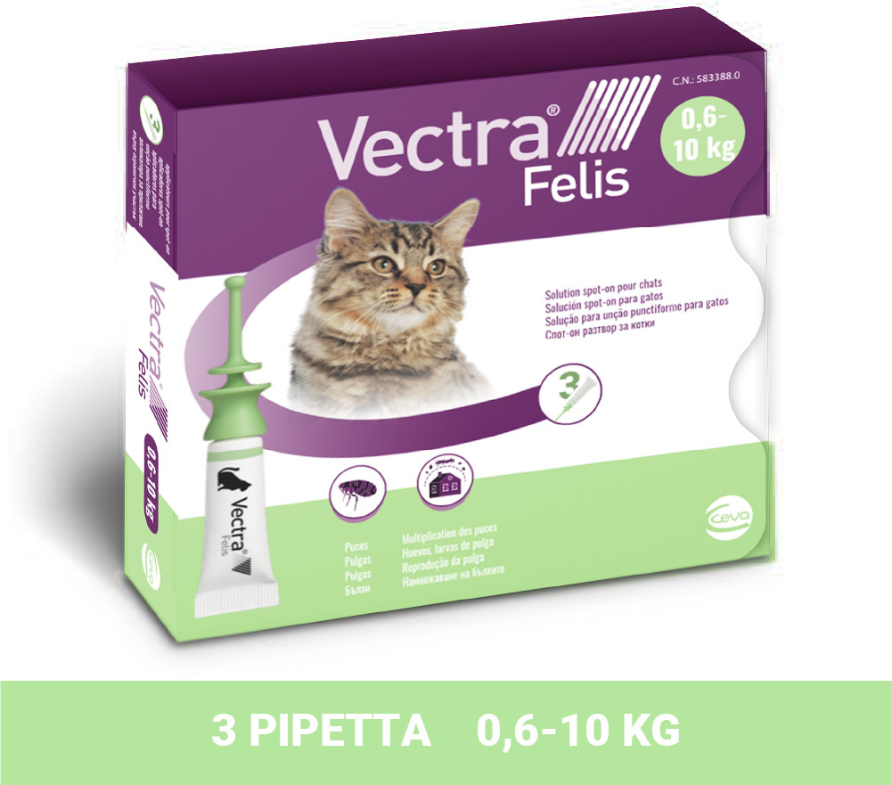 VECTRA Felis spot-on pre mačky 0,6-10 kg zelený 3 x 0,9 ml