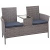 Design-Shop Záhradná lavica so stolíkom E24 - umelý ratan, 132cm - Sivá, sedáky tmavosvá Design-Shop Záhradná lavica so stolíkom E24 - umelý ratan, 132cm - Sivá, sedáky tmavosvá