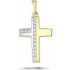 MYRO Zlatý prívesok - Krížik so zirkónmi do polovice MYRO Zlatý prívesok - Krížik so zirkónmi do polovice