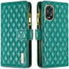 Peňaženkové kožené puzdro Diamond Lattice Zipper na Oppo A38 - Zelená Peňaženkové kožené puzdro Diamond Lattice Zipper na Oppo A38 - Zelená