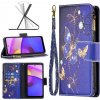 Peňaženkové kožené puzdro Colored Drawing Pattern na Motorola Moto E20 / E30 / E40 - Purple Butterfly Peňaženkové kožené puzdro Colored Drawing Pattern na Motorola Moto E20 / E30 / E40 - Purple Butterfly