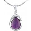 SILVEGO Strieborný prívesok s prírodným fialovým Ametystom JST13327PAM
