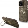 Guess PU 4G kovové logo stojan kamerového rámu kryt pre iPhone 16 Pro hnedý GUHCP16LPCS4GP4W