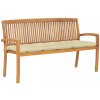 Stohovateľná záhradná lavica s podložkou, 159 cm, teakový masív Stohovateľná záhradná lavica s podložkou, 159 cm, teakový masív