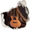 Nálepka 3D diera na stenu Akustická gitara 75x75 cm Nálepka 3D diera na stenu Akustická gitara 75x75 cm