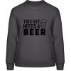 AWDis Sweat Mikina - Nápis - Tento chlap potrebuje Pivo - Búrková sivá - XL - Dámske AWDis Sweat Mikina - Nápis - Tento chlap potrebuje Pivo - Búrková sivá - XL - Dámske