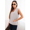 Kesi Dámsky viskózový sveter bez rukávov s vreckami a véčkom Sivá Kesi Dámsky viskózový sveter bez rukávov s vreckami a véčkom Sivá