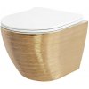 Rea WC CARLO RIMLESS DUROPLAST/FLAT/ZM BRUSH, MISA ZÁVESNÁ zlatá/biela keramická, REA-C6942 Rea WC CARLO RIMLESS DUROPLAST/FLAT/ZM BRUSH, MISA ZÁVESNÁ zlatá/biela keramická, REA-C6942