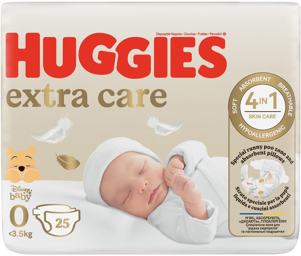 HUGGIES Extra Care 0 do 4 kg 25 ks