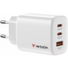 Verbatim GaN cestovný adaptér Essentials 65W, 2×USB-C PD, 1×USB-A QC, EU konektor, biela - Verbatim 32353 Verbatim GaN cestovný adaptér Essentials 65W, 2×USB-C PD, 1×USB-A QC, EU konektor, biela - Verbatim 32353