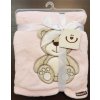 Botobaby Detská deka s aplikáciou 76 x 102 cm Ružový medvedík Botobaby Detská deka s aplikáciou 76 x 102 cm Ružový medvedík