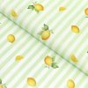Goldea teflónová látka na obrusy - zelené prúžky s citrónmi 160 cm Goldea teflónová látka na obrusy - zelené prúžky s citrónmi 160 cm