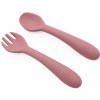 Malý Ježko Detský silikónový príbor DÚHA Old Rose Pridať: bez puzdrom 2 ks